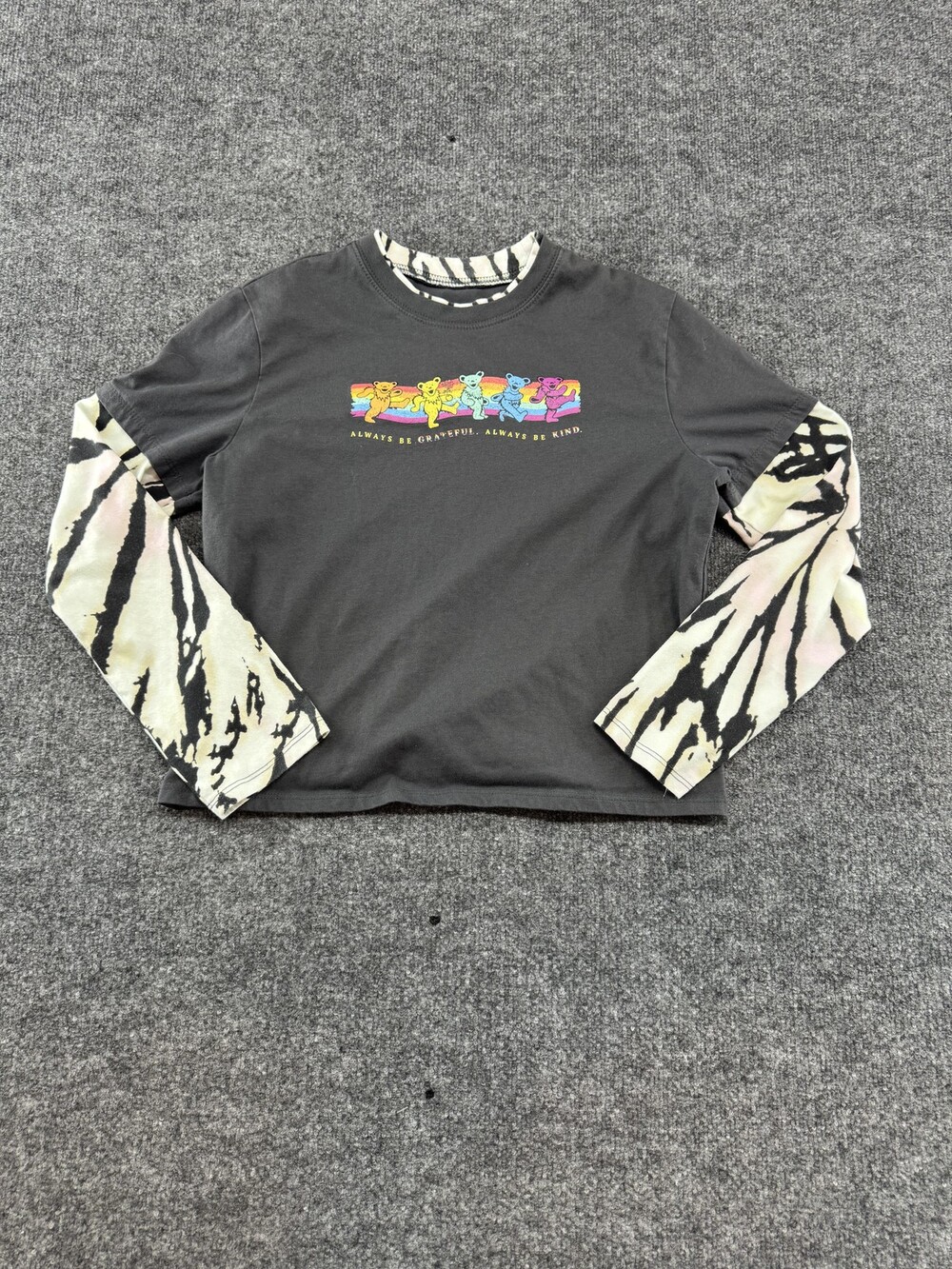 Grateful Dead Shirt Teens Medium Gray Long Sleeve Bears Graphic Tee Tie Dye